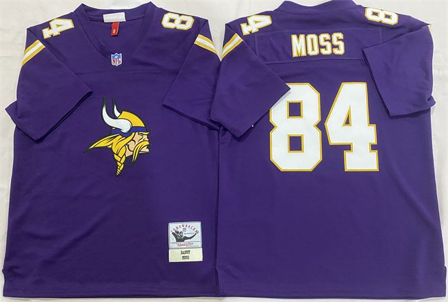 Men's Minnesota Vikings #84 Randy Moss Purple Throwback Stitched Football Jersey