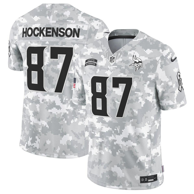Men's Minnesota Vikings #87 T.J. Hockenson 2024 F.U.S.E Arctic Camo Salute To Service Limited Stitched Football Jersey Men's Minnesota Vikings #87 T.J. Hockenson 2024 F.U.S.E Arctic Camo Salute To Service Limited Stitched Football Jersey
