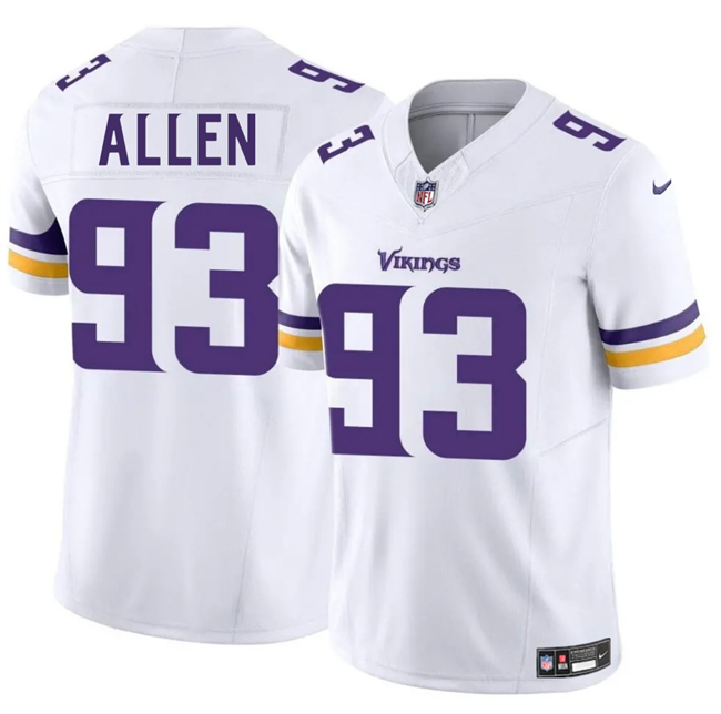 Men's Minnesota Vikings #93 Jonathan Allen White 2025 F.U.S.E. Vapor Untouchable Limited Stitched Jersey