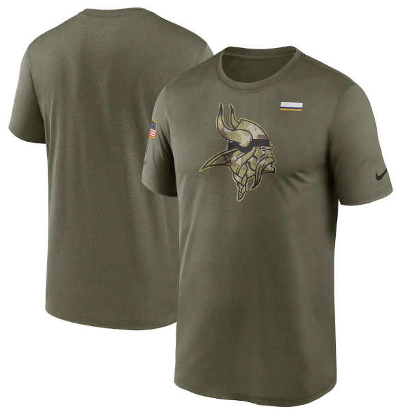 Men's Minnesota Vikings 2021 Olive Salute To Service Legend Performance T-Shirt Men's Minnesota Vikings 2021 Olive Salute To Service Legend Performance T-Shirt