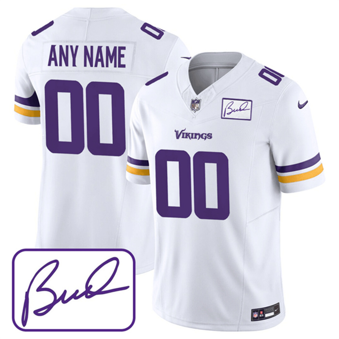 Men's Minnesota Vikings Active Player Custom White 2023 F.U.S.E. Bud Grant Patch Limited Stitched Jersey Men's Minnesota Vikings Active Player Custom White 2023 F.U.S.E. Bud Grant Patch Limited Stitched Jersey