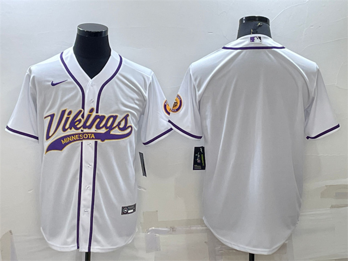 Men's Minnesota Vikings Blank White With Patch Cool Base Stitched Baseball Jersey Men's Minnesota Vikings Blank White With Patch Cool Base Stitched Baseball Jersey