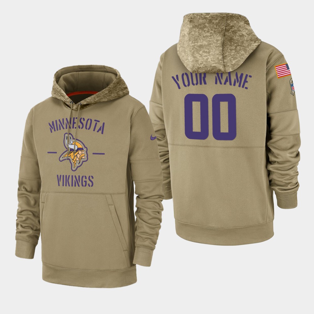Men's Minnesota Vikings Custom 2019 Salute to Service Sideline Therma Pullover Hoodie - Tan Men's Minnesota Vikings Custom 2019 Salute to Service Sideline Therma Pullover Hoodie - Tan