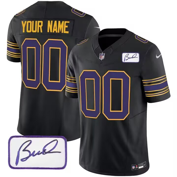 Men's Minnesota Vikings Customized Black 2023 F.U.S.E. Bud Grant Patch Limited Stitched Football Jersey Men's Minnesota Vikings Customized Black 2023 F.U.S.E. Bud Grant Patch Limited Stitched Football Jersey