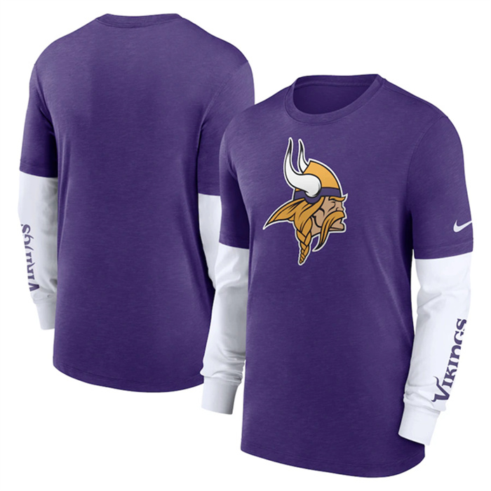 Men's Minnesota Vikings Heather Purple Slub Fashion Long Sleeve T-Shirt Men's Minnesota Vikings Heather Purple Slub Fashion Long Sleeve T-Shirt