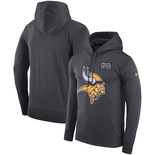 Men's Minnesota Vikings Nike Anthracite Crucial Catch Performance Pullover Hoodie Men's Minnesota Vikings Nike Anthracite Crucial Catch Performance Pullover Hoodie