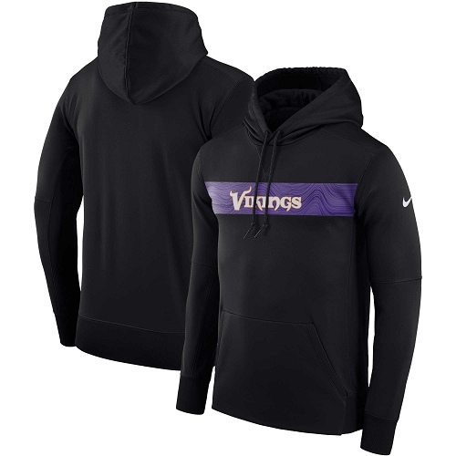 Men's Minnesota Vikings Nike Black Sideline Team Performance Pullover Hoodie Men's Minnesota Vikings Nike Black Sideline Team Performance Pullover Hoodie