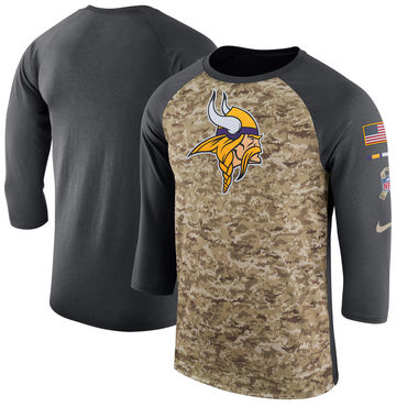 Men's Minnesota Vikings Nike Camo Anthracite Salute To Service Sideline Legend Performance Three-Quarter Sleeve T Shirt Men's Minnesota Vikings Nike Camo Anthracite Salute To Service Sideline Legend Performance Three-Quarter Sleeve T Shirt