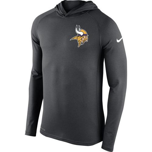 Men's Minnesota Vikings Nike Charcoal Stadium Touch Hooded Performance Long Sleeve T-Shirt Men's Minnesota Vikings Nike Charcoal Stadium Touch Hooded Performance Long Sleeve T-Shirt