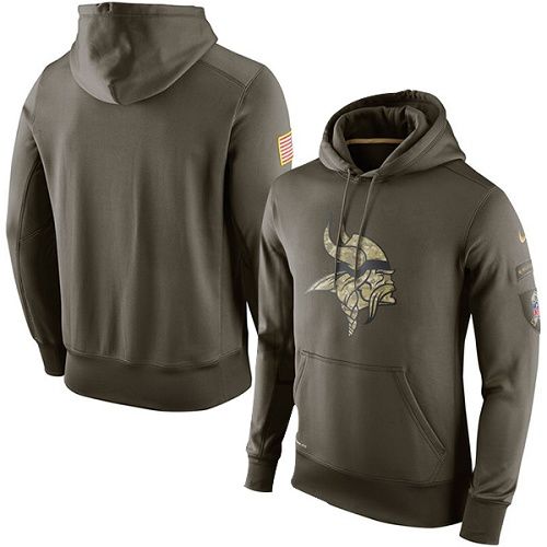 Men's Minnesota Vikings Nike Olive Salute To Service KO Performance Hoodie Men's Minnesota Vikings Nike Olive Salute To Service KO Performance Hoodie
