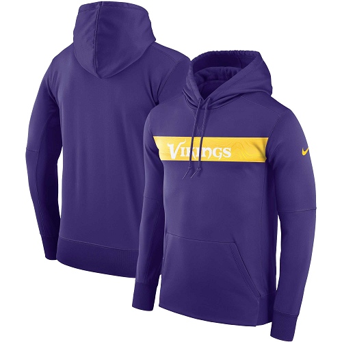 Men's Minnesota Vikings Nike Purple Sideline Team Performance Pullover Hoodie Men's Minnesota Vikings Nike Purple Sideline Team Performance Pullover Hoodie