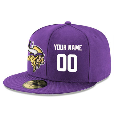 Men's Minnesota Vikings Purple Color Snapback Custom Hat (Stitched any name&number) Men's Minnesota Vikings Purple Color Snapback Custom Hat (Stitched any name&number)