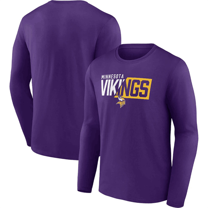 Men's Minnesota Vikings Purple One Two Long Sleeve T-Shirt Men's Minnesota Vikings Purple One Two Long Sleeve T-Shirt