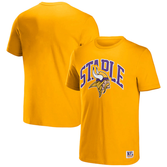 Men's Minnesota Vikings X Staple Gold Logo Lockup T-Shirt Men's Minnesota Vikings X Staple Gold Logo Lockup T-Shirt