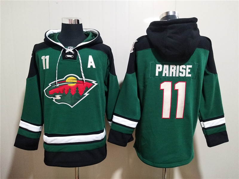 Men's Minnesota Wild #11 Zach Parise Green Ageless Must-Have Lace-Up Pullover Hoodie Men's Minnesota Wild #11 Zach Parise Green Ageless Must-Have Lace-Up Pullover Hoodie