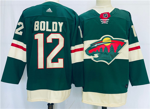 Men's Minnesota Wild #12 Matt Boldy Green Stitched Jersey Men's Minnesota Wild #12 Matt Boldy Green Stitched Jersey