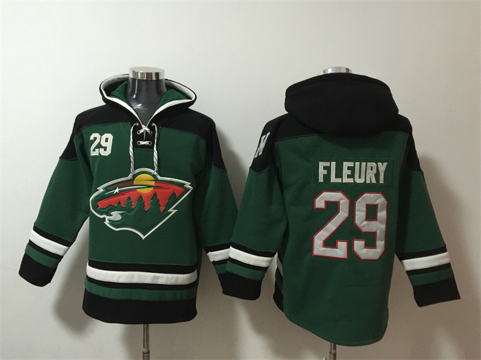 Men's Minnesota Wild #29 Marc-Andre Fleury Green Ageless Must-Have Lace-Up Pullover Hoodie Men's Minnesota Wild #29 Marc-Andre Fleury Green Ageless Must-Have Lace-Up Pullover Hoodie