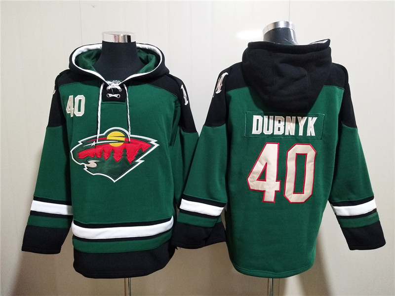 Men's Minnesota Wild #40 Devan Dubnyk Green Ageless Must-Have Lace-Up Pullover Hoodie Men's Minnesota Wild #40 Devan Dubnyk Green Ageless Must-Have Lace-Up Pullover Hoodie