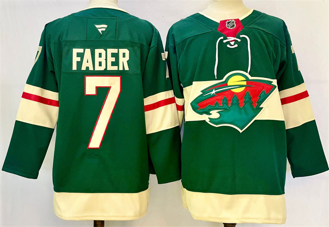 Men's Minnesota Wild #7 Brock Faber Green 2024-25 Home Stitched Hockey Jersey Men's Minnesota Wild #7 Brock Faber Green 2024-25 Home Stitched Hockey Jersey