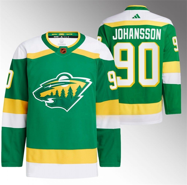 Men's Minnesota Wild #90 Marcus Johansson Green 2022-23 Reverse Retro Stitched Jersey Men's Minnesota Wild #90 Marcus Johansson Green 2022-23 Reverse Retro Stitched Jersey