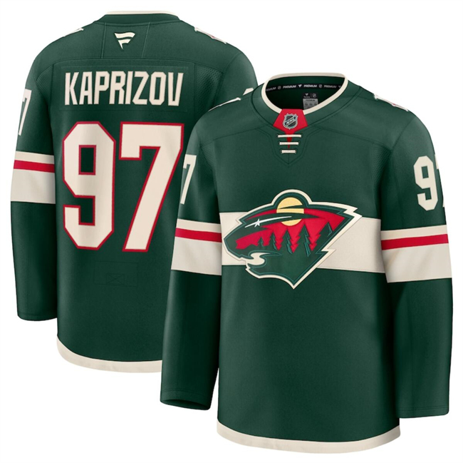 Men's Minnesota Wild #97 Kirill Kaprizov Green 2024-25 Home Stitched Hockey Jersey Men's Minnesota Wild #97 Kirill Kaprizov Green 2024-25 Home Stitched Hockey Jersey