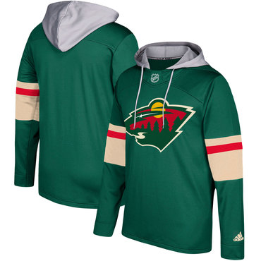 Men's Minnesota Wild Adidas Green Silver Jersey Pullover Hoodie Men's Minnesota Wild Adidas Green Silver Jersey Pullover Hoodie