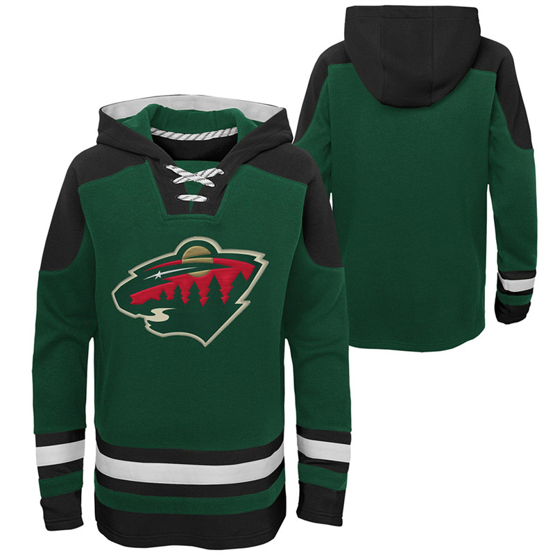 Men's Minnesota Wild Blank Green Ageless Must-Have Lace-Up Pullover Hoodie Men's Minnesota Wild Blank Green Ageless Must-Have Lace-Up Pullover Hoodie
