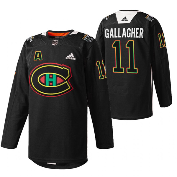 Men's Montreal Canadiens #11 Brendan Gallagher 2022 Black Warm Up History Night Stitched Jersey Men's Montreal Canadiens #11 Brendan Gallagher 2022 Black Warm Up History Night Stitched Jersey