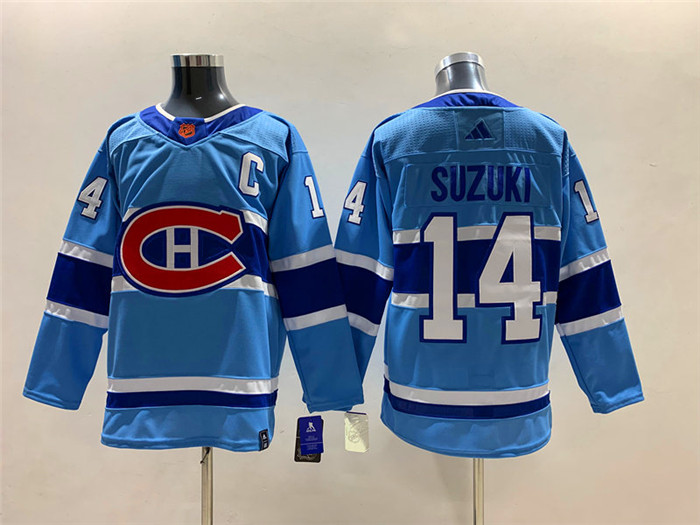 Men's Montreal Canadiens #14 Nick Suzuki 2022-23 Reverse Retro Stitched Jersey Men's Montreal Canadiens #14 Nick Suzuki 2022-23 Reverse Retro Stitched Jersey