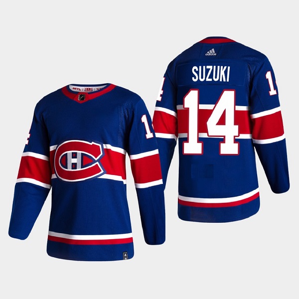 Men's Montreal Canadiens #14 Nick Suzuki Blue Stitched Jersey Men's Montreal Canadiens #14 Nick Suzuki Blue Stitched Jersey