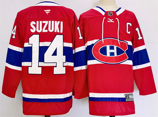 Men's Montreal Canadiens #14 Nick Suzuki Red 2024-25 Stitched Jersey Men's Montreal Canadiens #14 Nick Suzuki Red 2024-25 Stitched Jersey