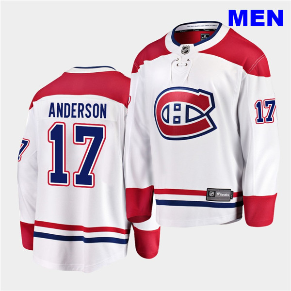Men's Montreal Canadiens #17 Josh Anderson 2020-21 Away White Breakaway Player WhiteJersey Men's Montreal Canadiens #17 Josh Anderson 2020-21 Away White Breakaway Player WhiteJersey
