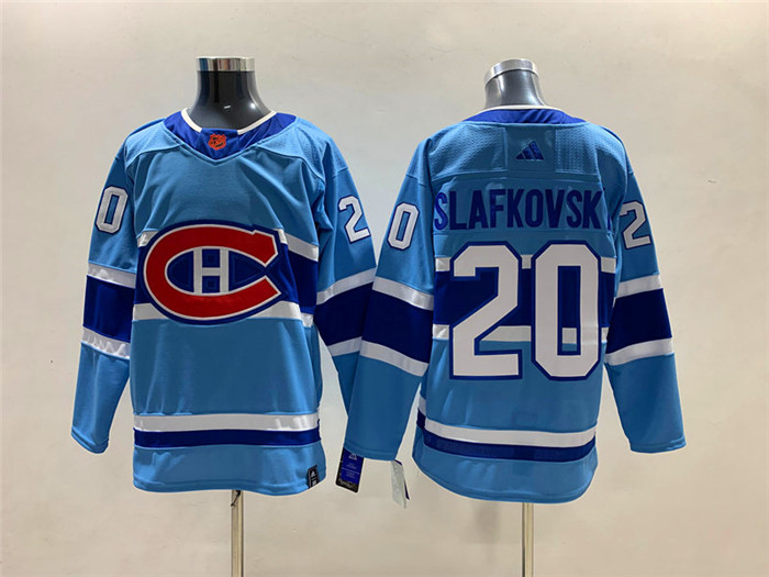 Men's Montreal Canadiens #20 Juraj Slafkovsky 2022-23 Reverse Retro Stitched Jersey Men's Montreal Canadiens #20 Juraj Slafkovsky 2022-23 Reverse Retro Stitched Jersey