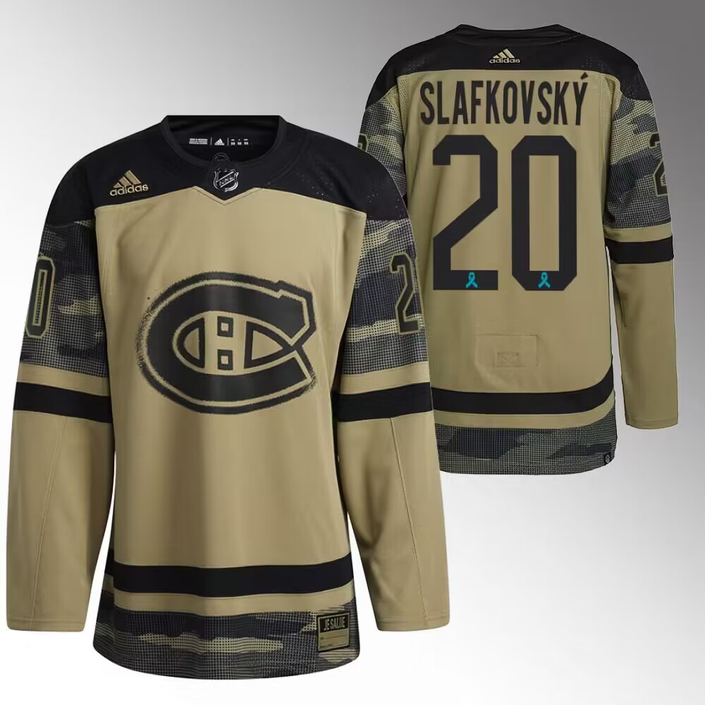 Men's Montreal Canadiens #20 Juraj Slafkovsky Olive Salute To Service Stitched Jersey Men's Montreal Canadiens #20 Juraj Slafkovsky Olive Salute To Service Stitched Jersey