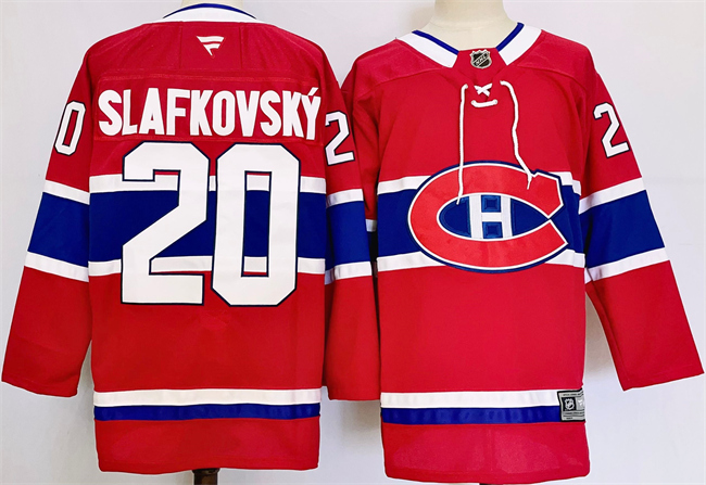 Men's Montreal Canadiens #20 Juraj Slafkovsky Red 2024-25 Stitched Jersey Men's Montreal Canadiens #20 Juraj Slafkovsky Red 2024-25 Stitched Jersey