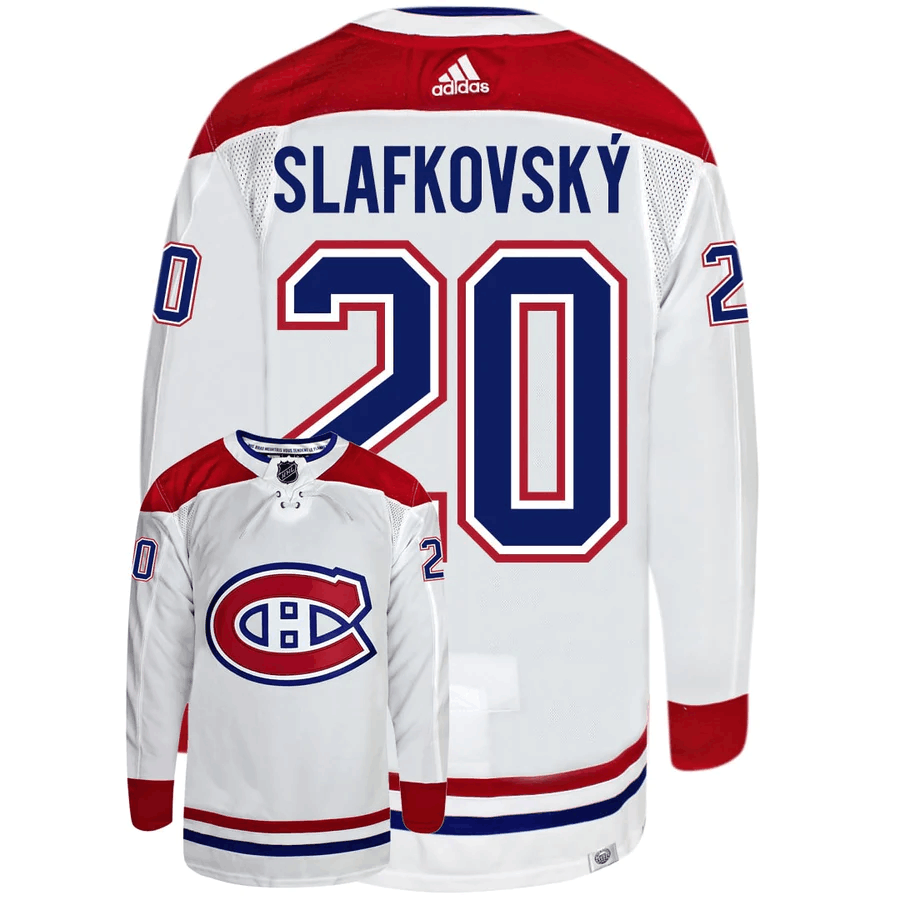 Men's Montreal Canadiens #20 Juraj Slafkovsky White Stitched Jersey Men's Montreal Canadiens #20 Juraj Slafkovsky White Stitched Jersey