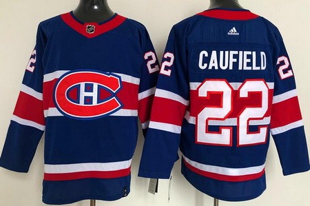 Men's Montreal Canadiens #22 Cole Caufield Blue 2021 Reverse Retro Stitched NHL Jersey Men's Montreal Canadiens #22 Cole Caufield Blue 2021 Reverse Retro Stitched NHL Jersey