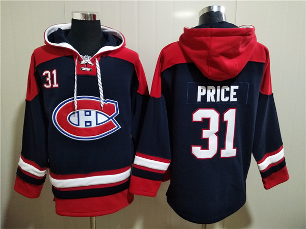 Men's Montreal Canadiens #31 Carey Price Navy Red Lace-Up Pullover Hoodie Men's Montreal Canadiens #31 Carey Price Navy Red Lace-Up Pullover Hoodie