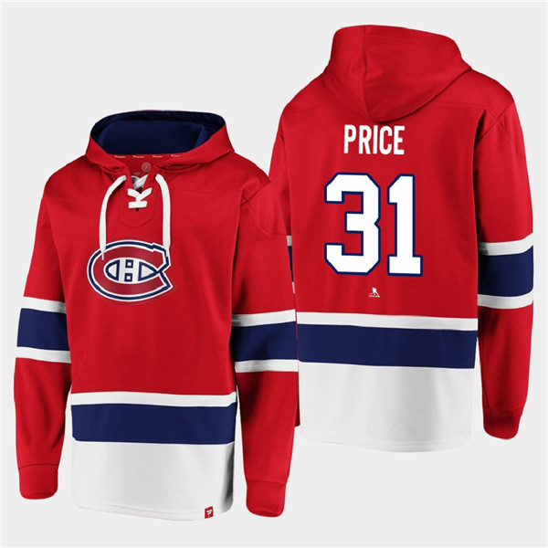 Men's Montreal Canadiens #31 Carey Price Red Ageless Must-Have Lace-Up Pullover Hoodie Men's Montreal Canadiens #31 Carey Price Red Ageless Must-Have Lace-Up Pullover Hoodie