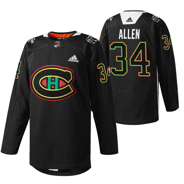 Men's Montreal Canadiens #34 Jake Allen 2022 Black Warm Up History Night Stitched Jersey Men's Montreal Canadiens #34 Jake Allen 2022 Black Warm Up History Night Stitched Jersey