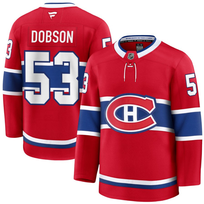 Men's Montreal Canadiens #53 Noah Dobson Red 2024-25 Stitched Jersey Men's Montreal Canadiens #53 Noah Dobson Red 2024-25 Stitched Jersey