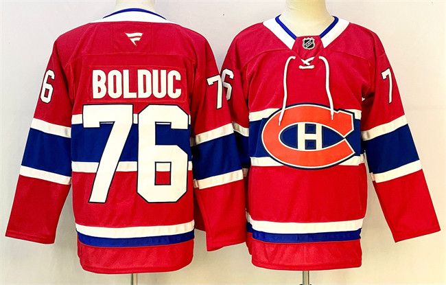 Men's Montreal Canadiens #76 Zack Bolduc Red 2024-25 Stitched Jersey Men's Montreal Canadiens #76 Zack Bolduc Red 2024-25 Stitched Jersey