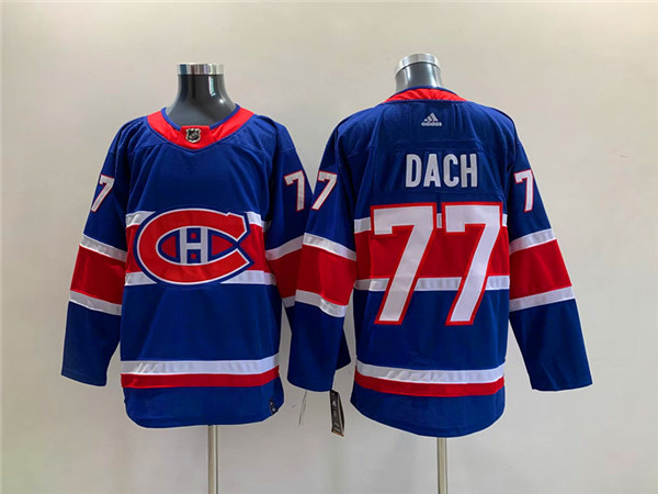 Men's Montreal Canadiens #77 Kirby Dach Blue Stitched Jersey Men's Montreal Canadiens #77 Kirby Dach Blue Stitched Jersey