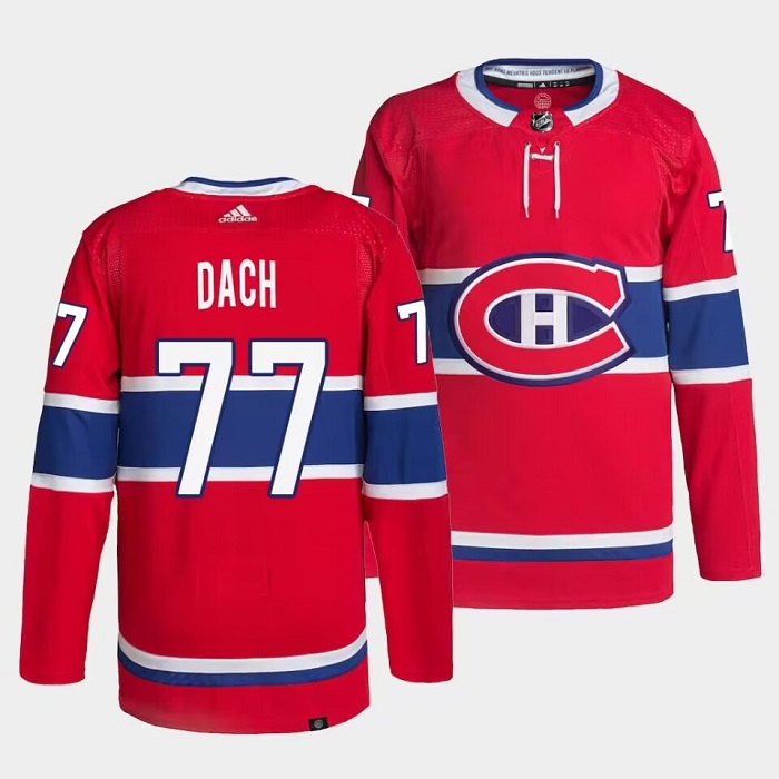 Men's Montreal Canadiens #77 Kirby Dach Red Stitched Jersey Men's Montreal Canadiens #77 Kirby Dach Red Stitched Jersey