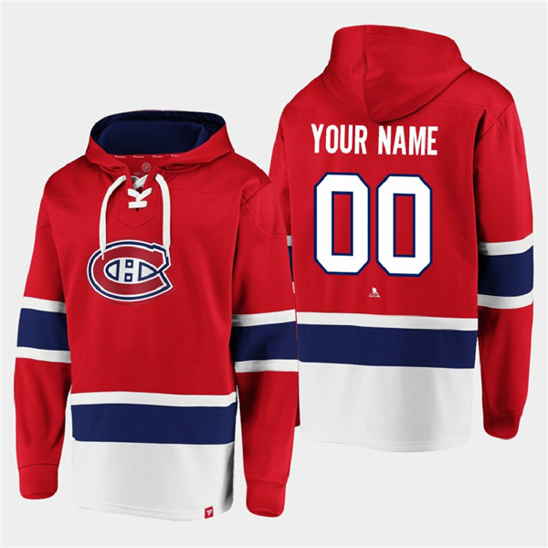 Men's Montreal Canadiens Active Player Custom Red Ageless Must-Have Lace-Up Pullover Hoodie Men's Montreal Canadiens Active Player Custom Red Ageless Must-Have Lace-Up Pullover Hoodie