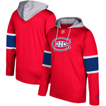Men's Montreal Canadiens Adidas Red Silver Jersey Pullover Hoodie Men's Montreal Canadiens Adidas Red Silver Jersey Pullover Hoodie