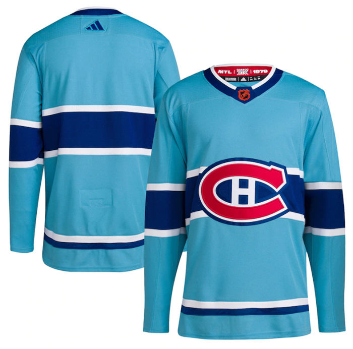 Men's Montreal Canadiens Blank Blue 2022-23 Reverse Retro Stitched Jersey Men's Montreal Canadiens Blank Blue 2022-23 Reverse Retro Stitched Jersey