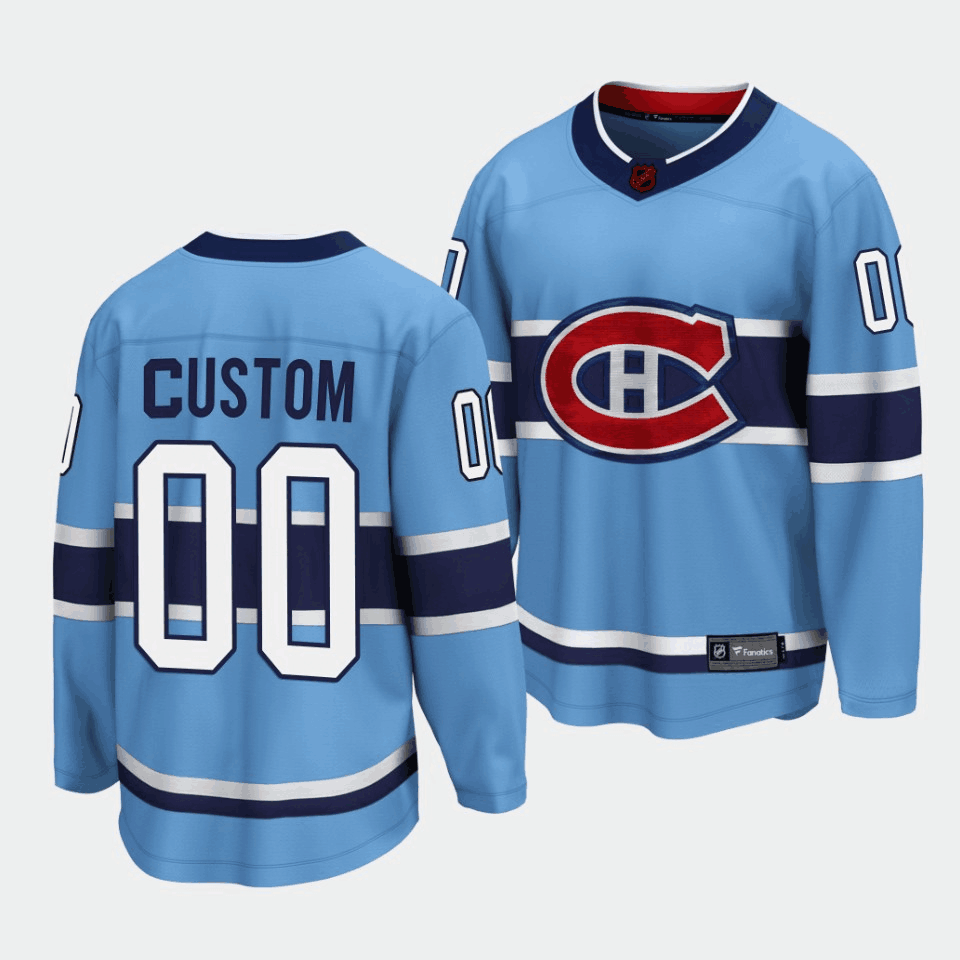 Men's Montreal Canadiens Custom Blue 2022 Reverse Retro Stitched Jersey Men's Montreal Canadiens Custom Blue 2022 Reverse Retro Stitched Jersey