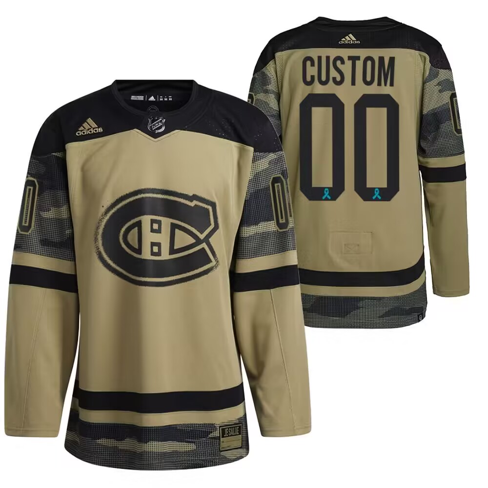 Men's Montreal Canadiens Custom Olive Salute To Service Stitched Jersey Men's Montreal Canadiens Custom Olive Salute To Service Stitched Jersey