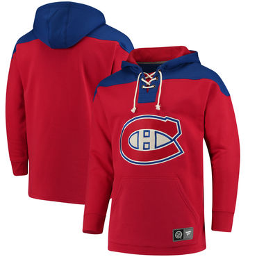 Men's Montreal Canadiens Fanatics Branded Red Navy Breakaway Lace Up Hoodie Men's Montreal Canadiens Fanatics Branded Red Navy Breakaway Lace Up Hoodie